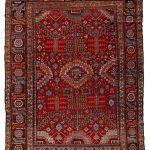 00041 - Antique Heriz Rug with Large Palmettes and Leaves - 270 cm x 348 cm