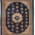 00229 - Antique Mongolian Carpet with Longevity Motifs - 350 cm x 270 cm