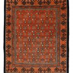 00502 - Antique Kashgar Rug with Mughal Pattern - 183 cm x 220 cm