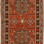 00527 - Antique Yarkand Rug with Mandala Roundels - 124 cm x 241 cm