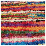 03080-Boucherouite rug with vertical brushstrokes-det3