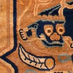 ALG 2866 - Fragment of a lion-dog medallion and scrolling flowers field carpet - 260 cm x 70 cm - 1