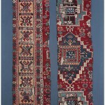 01734 - Divan cover with stepped and hooked medallions - 215 cm x 118 cm