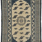 00506 - Antique Mongolian Rug with Cloudbands and Longevity Symbols - 0