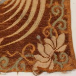 04127 - Silk on Velvet Rank Badge Fragment Depicting a Crane - 22 x 24 cm - 2