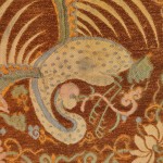 04127 - Silk on Velvet Rank Badge Fragment Depicting a Crane - 22 x 24 cm - 5