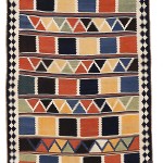00363 - Kilim with polychrome squares and triangles - 121 x 308 cm